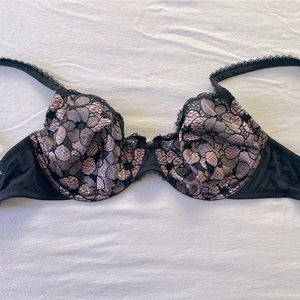 La Perla black and pink lace bra.
